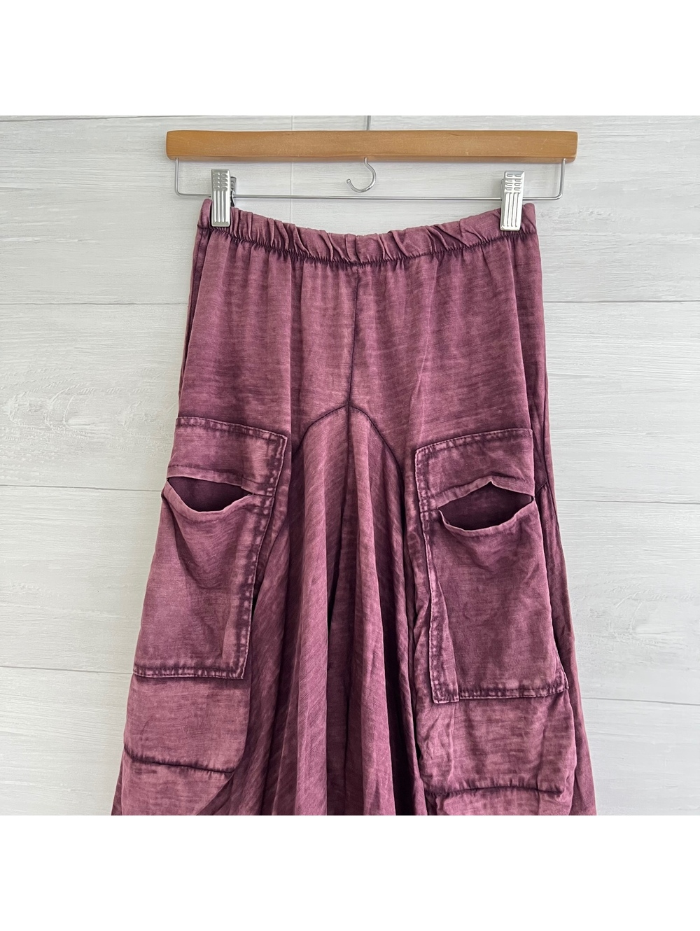 Tempo Paris Purple Mineral Wash Cargo Bubble Skirt S Lagenlook Boho - Picture 2 of 7